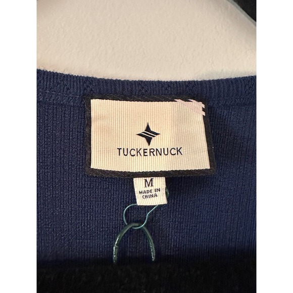 Tuckernuck Navy Ribbed Scoop Neck Short Sleeve Tee Shirt Medium NWT Preppy - Picture 2 of 6